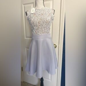 Women's Light Lavender Lace Bodice A-Line Dress